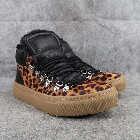 Marc Fisher Shoes Women 5 Fashion Sneaker Leather Cow Fur High Top Casual Daisie - Picture 1 of 15